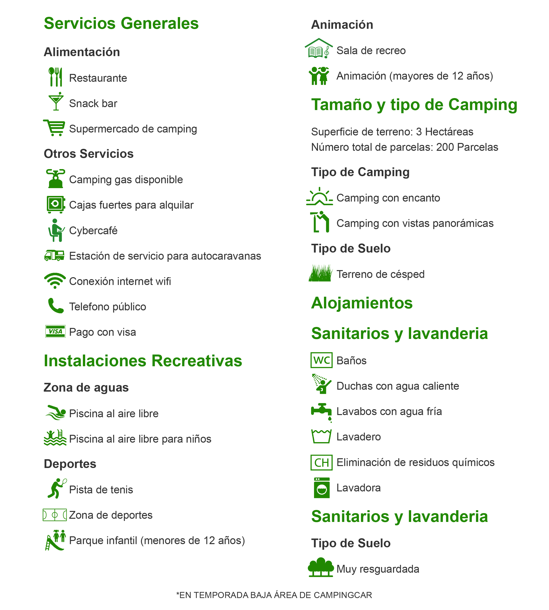 Servicios Camping Rodero Camping Rodero Oyambre